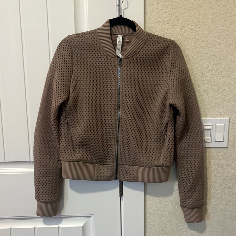 Also Yoga Perforated Bomber Jacket Taupe